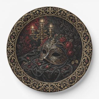 Assiette de dîner de bal masqué gothique victorien