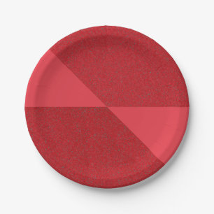 Assiette de fête à texture divisée rouge tomate –