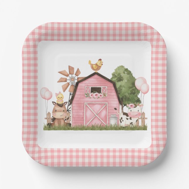 Assiette de fête animalière rose (Recto)