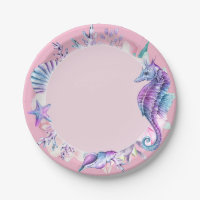 Assiette de fête d'anniversaire Cheval Marin ou Si