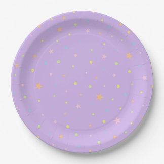 Assiette de fête d'anniversaire Confettis Violet P