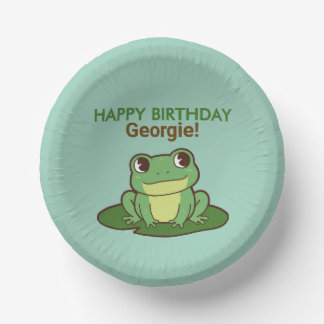 Assiette de fête d'anniversaire de grenouille vert