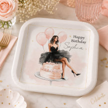 Assiette de fête d'anniversaire Elegant Blush