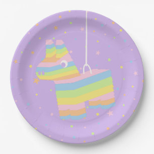 Assiette de fête d'anniversaire Pastel Pinata Viol