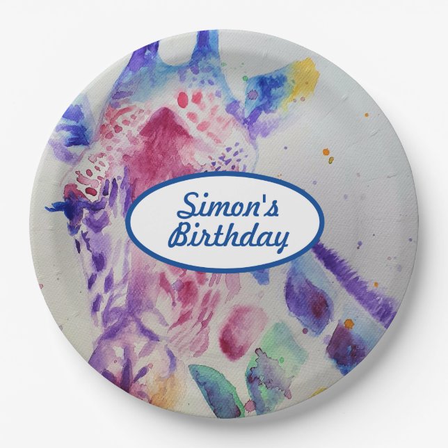 Assiette de fête d'anniversaire pour garçon avec g (Devant)
