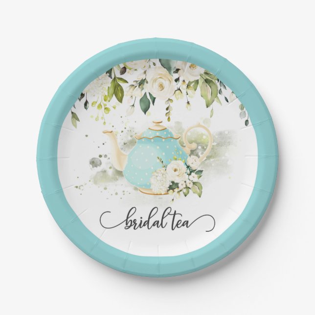 Assiette de fête de thé de mariage - Bleu WC (Devant)