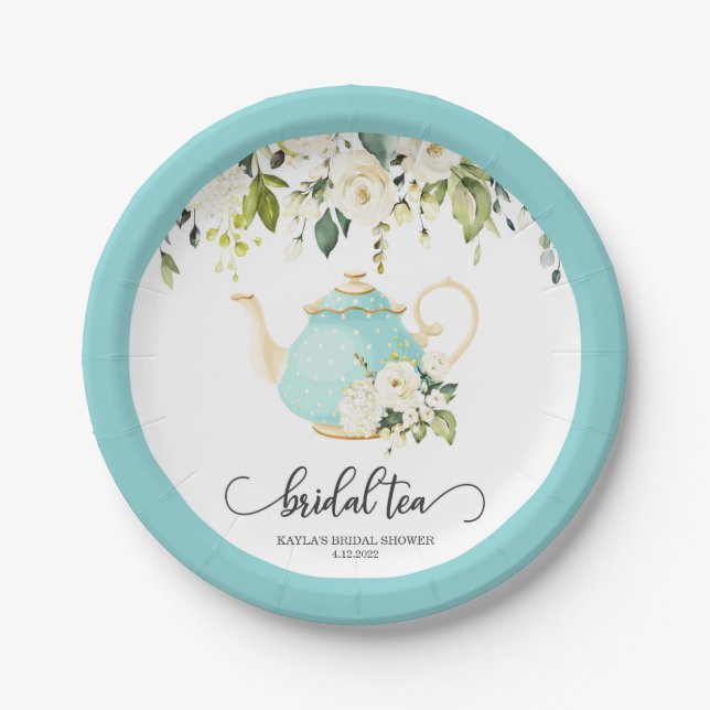 Assiette de fête de thé de mariage - Bleue | SUR M (Devant)