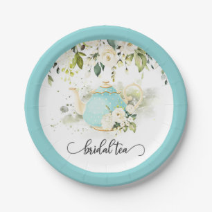 Assiette de fête de thé de mariage - WC bleu