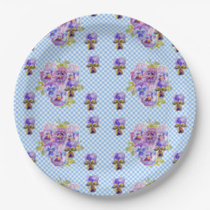 Assiette de fête en papier à motif de fleurs de pe