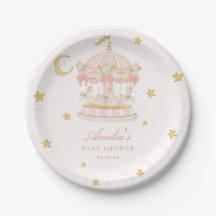 Assiette de fête prénatale carrousel fantaisiste