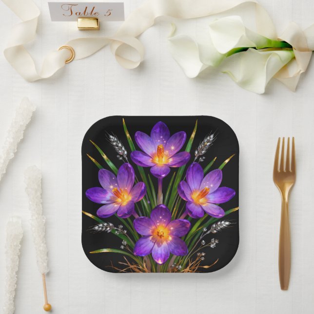 Assiette de mariage Crocus Violet (Mariage)