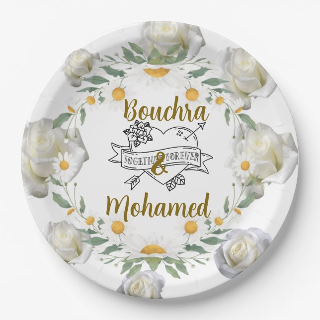 Assiette de mariage florale  (Devant)