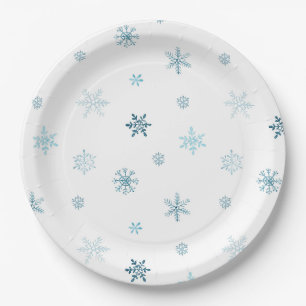 Assiette de Noël aux flocons de neige aquarelle