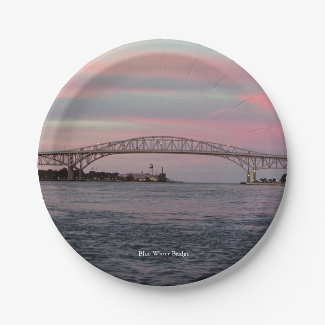 Assiette en carton Blue Water Bridge (Devant)