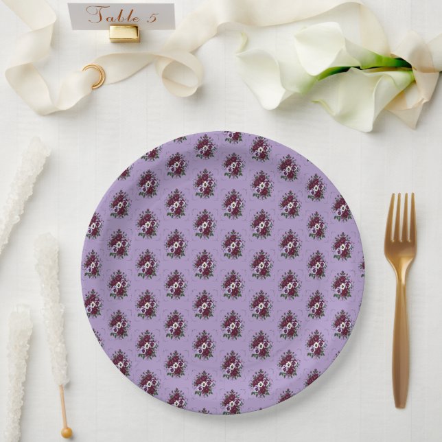 Assiette en carton - Bouquet de Violettes Pappteller (Hochzeit)