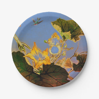 ASSIETTE EN CARTON IRIS JAPONAIS JAUNE CIEL BLEU