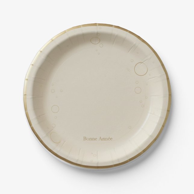 Assiette en carton ivoire dorée (Devant)