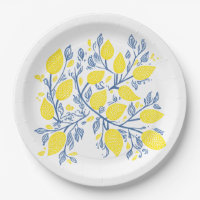 Assiette en papier à effet de gravure sur bois ave
