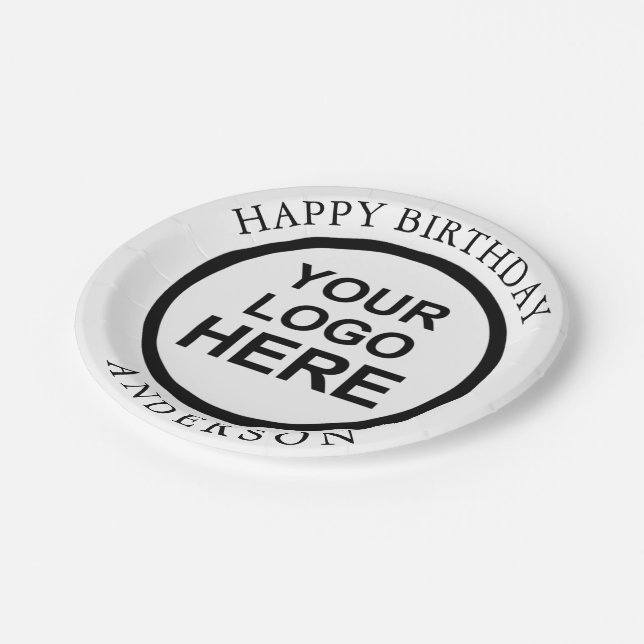 Assiette en papier à logo personnalisé Joyeux Anni (Angle)
