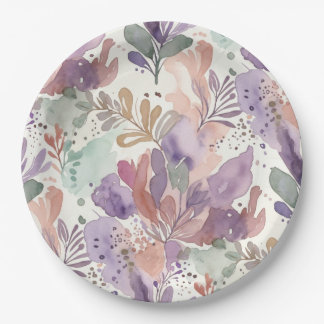 Assiette en papier à motif féminin rêveur