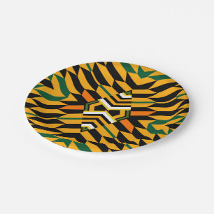 Assiette en papier à motif Kente moderne