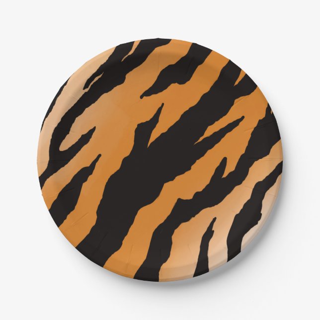 Assiette en papier à motif rayure de tigre (Devant)