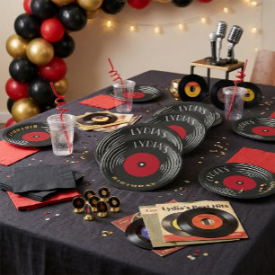 Assiette en papier Art Déco disque vinyle pour ann