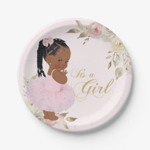 Assiette en papier Baby shower Tutu Baby Girl afri