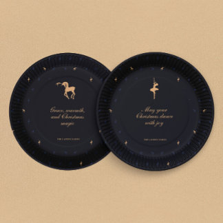 Assiette en papier bleu foncé élégant classique