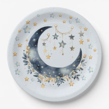 Assiette en papier Blue Moon Stars Garçon Baby Sho