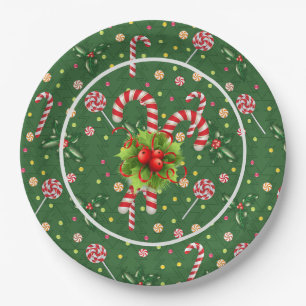 Assiette en papier bonbon à la menthe poivrée