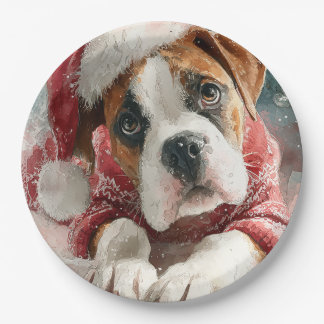 Assiette en papier Boxer Noël
