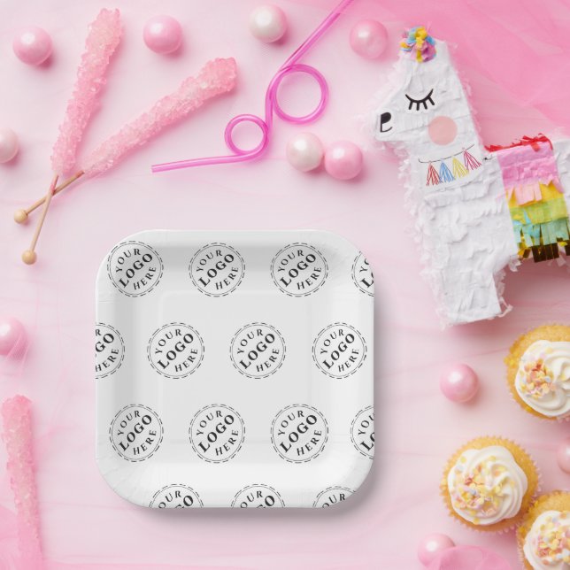 Assiette en papier carrée personnalisable de 7" po (Fête)