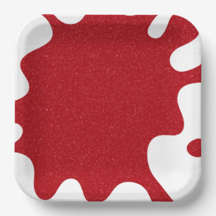 Assiette en Papier Carrée Rouge Tomate Splash Pers
