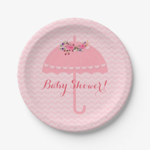 Assiette en papier Chevron Baby Shower Fille Parap