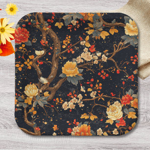 Assiette en papier chinoiserie automne élégant