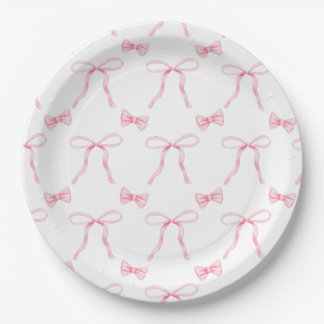 Assiette en papier Coquette à ruban rose pour anni