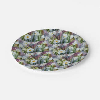 ASSIETTE EN PAPIER DE CHAMPS DE FLEURS DE MARGUERI