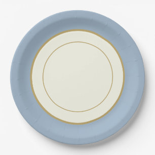 Assiette en papier de fête style porcelaine bordée