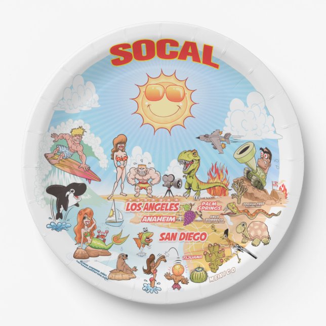 Assiette en papier de la plage paradisiaque de SoC (Devant)