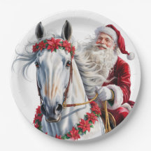 Assiette en papier de Noël pour amateurs de chevau