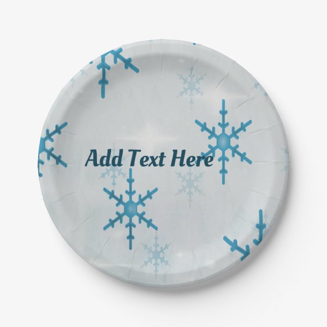 Assiette en papier de Noël SnowflakesBling  (Devant)
