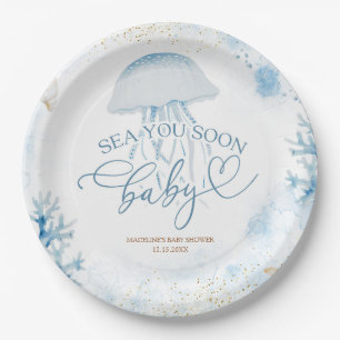 Assiette en papier d'été bleu océan mer vous bient