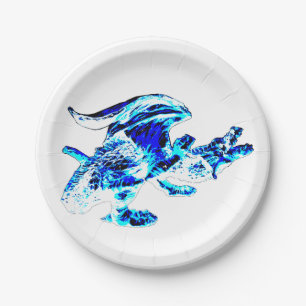 Assiette en papier Dragon de Givre Bleu Mystique p