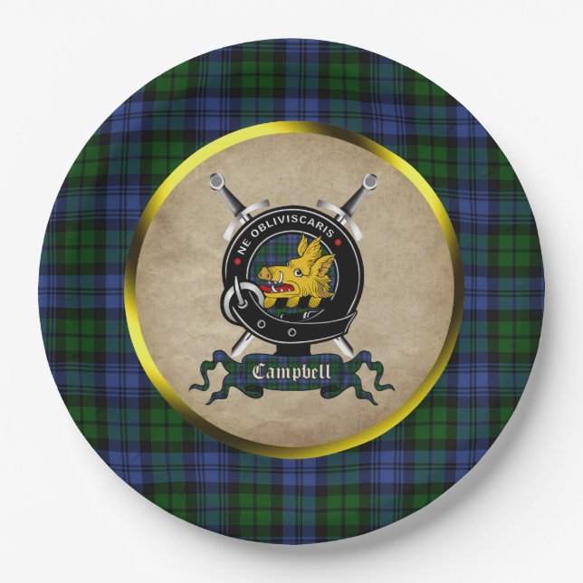 Assiette en papier écusson du clan Campbell (Devant)
