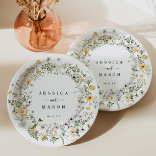 Assiette en papier Fleur des champs rustique