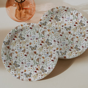 Assiette en papier floral Bohème rustique