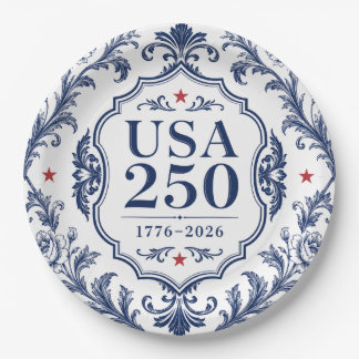Assiette en papier florale USA 250