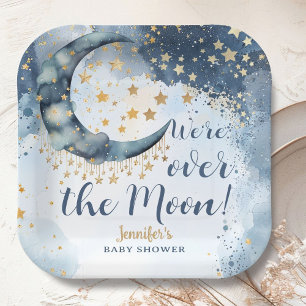 Assiette en papier garçon bleu Baby Shower Over Th