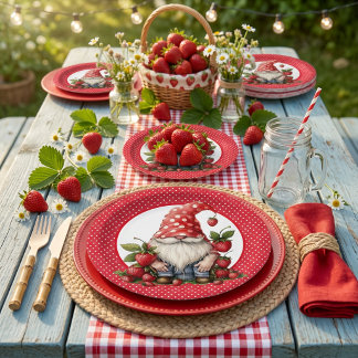 Assiette en papier Gnome Fraise